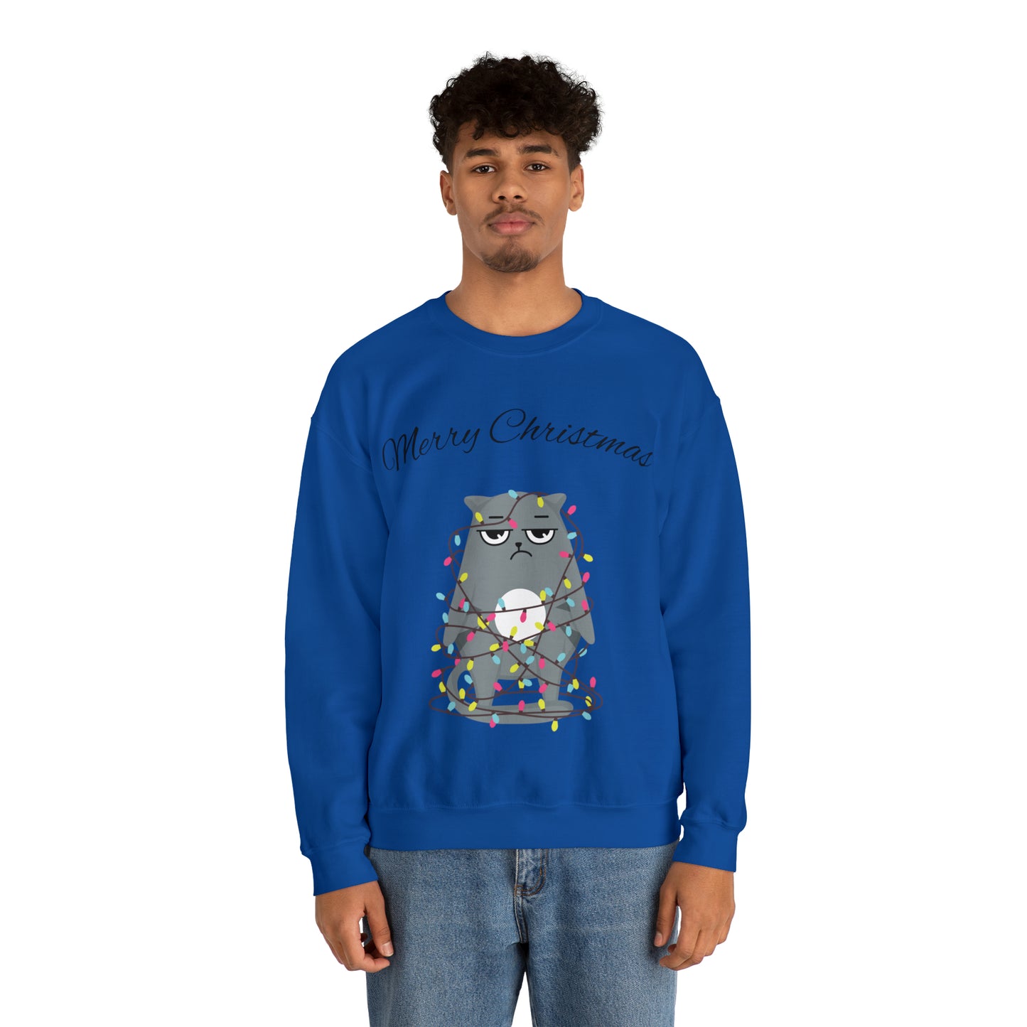 Messy Cat Merry Christmas Crewneck Sweatshirt