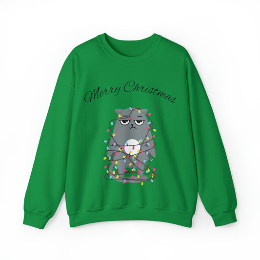 Messy Cat Merry Christmas Crewneck Sweatshirt