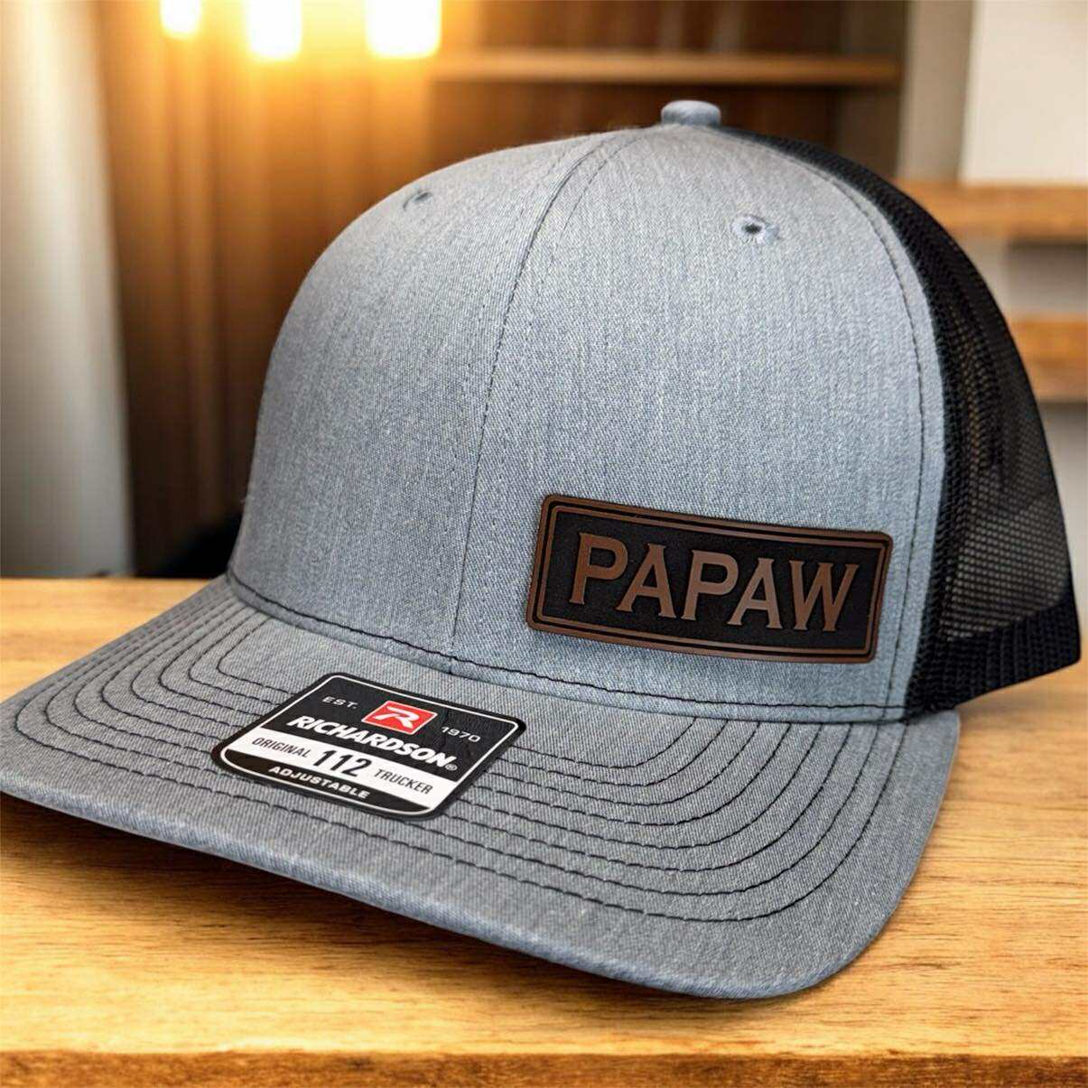 PAPAW Leather Patch Trucker Hat | Personalized Grandparent Name