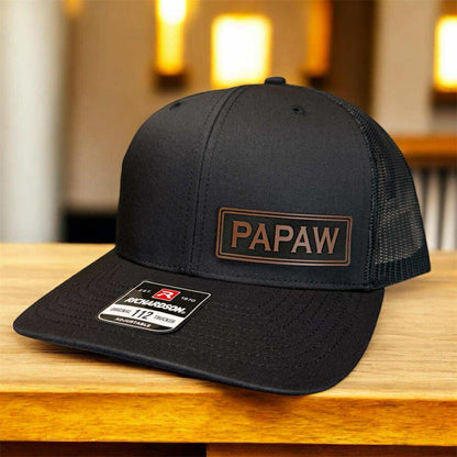 PAPAW Leather Patch Trucker Hat | Personalized Grandparent Name