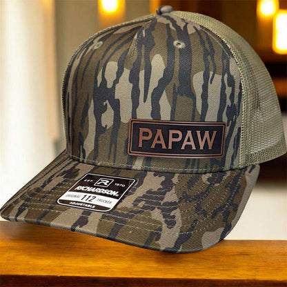 PAPAW Leather Patch Trucker Hat | Personalized Grandparent Name