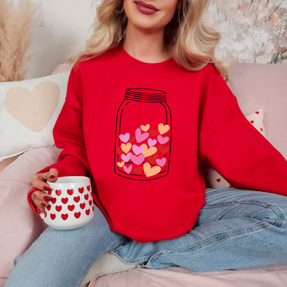 Mason Jar Hearts Valentines Day Sweatshirt, Valentine Shirts for women and girls, Valentines Day Gifts for Mom