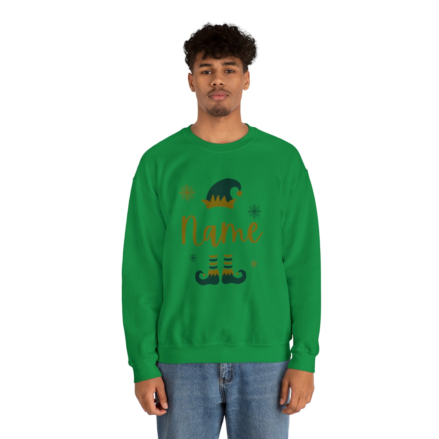 Personalized Name Elf Merry Christmas Crewneck Sweatshirt