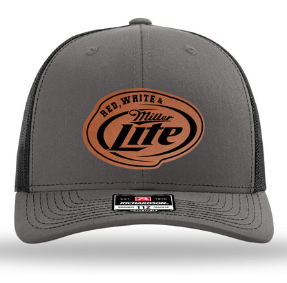 Red, White and Miller Lite Patch Hat