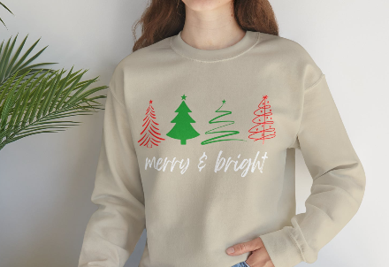 Merry and Bright Christmas Crewneck Sweatshirt