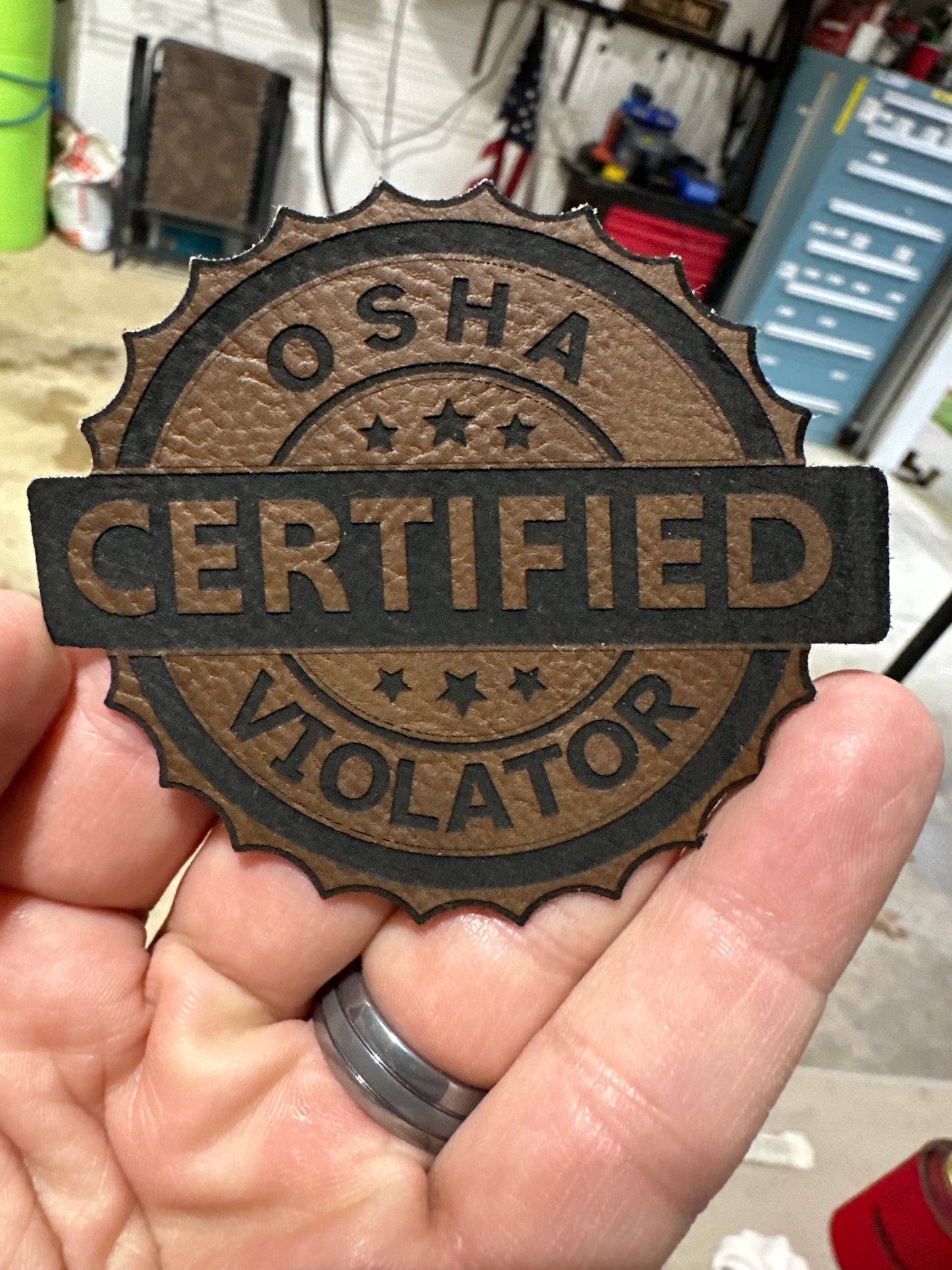 OSHA Certified Violator Leatherette Patch Cap, Workin man, OSHA Violator, Richardson 112, Richardson Hat, Dad Hat, Ohio Dad Hat, Cap, Leather Richardson Hat 112,