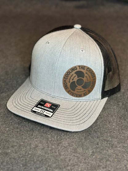 HVAC Cooling the Chaos Leatherette Patch Cap, Workin man, HVAC, Richardson 112, Richardson Hat, Dad Hat, Ohio Dad Hat