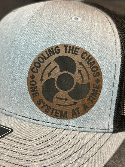 HVAC Cooling the Chaos Leatherette Patch Cap, Workin man, HVAC, Richardson 112, Richardson Hat, Dad Hat, Ohio Dad Hat