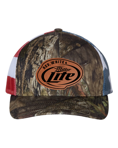 Red, White and Miller Lite Patch Hat