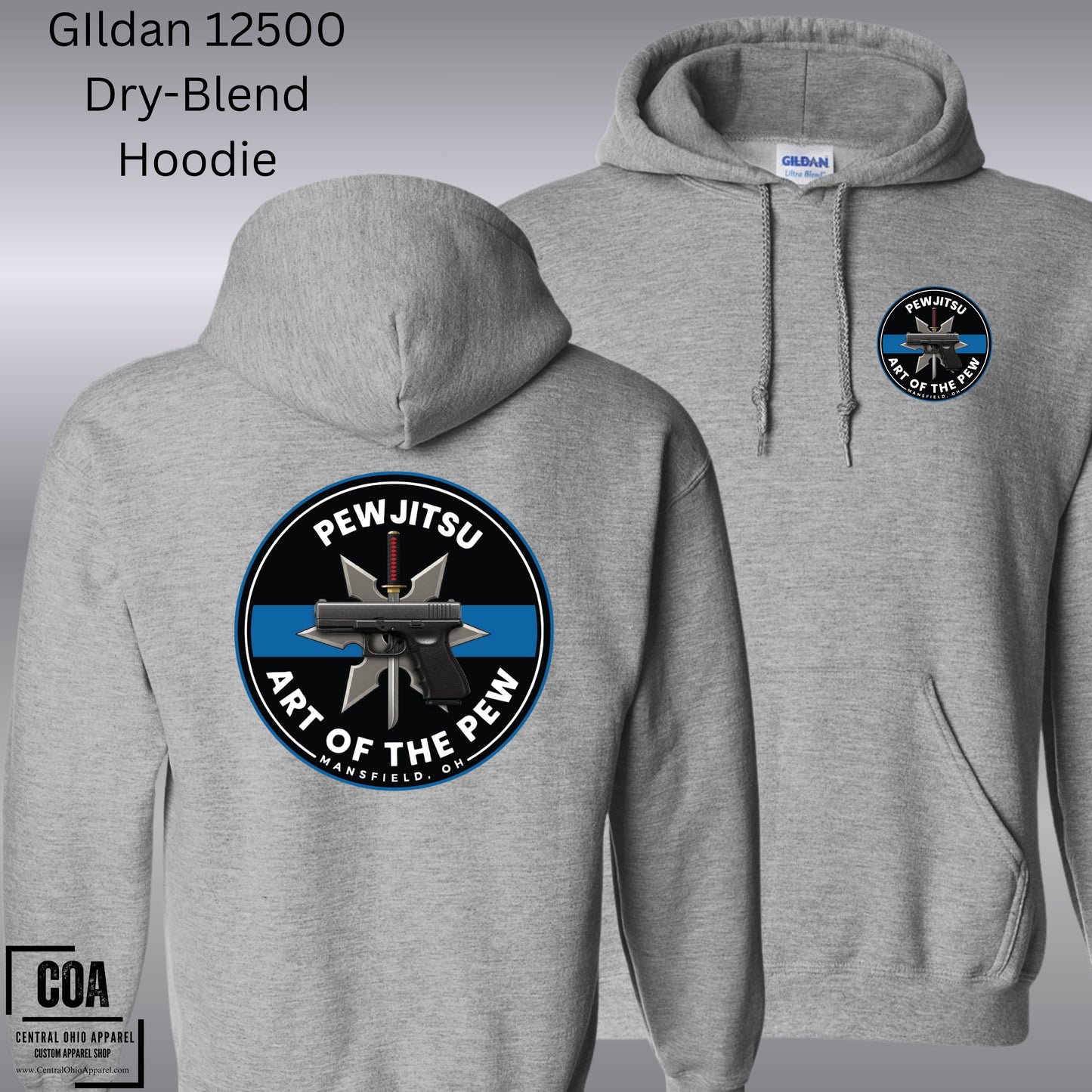 PEWJITSU Custom Dri-Blend Hoodie Gildan 12500