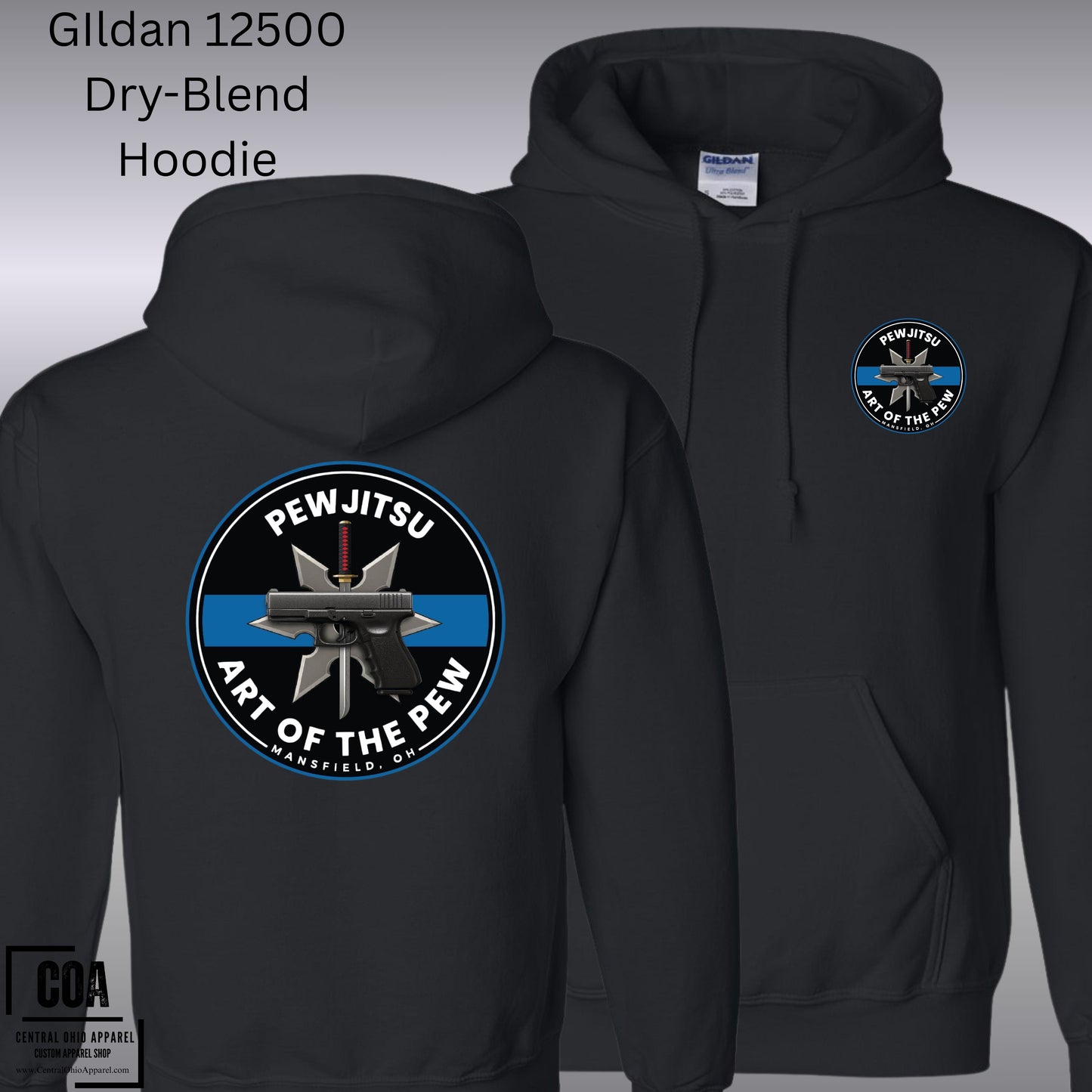 PEWJITSU Custom Dri-Blend Hoodie Gildan 12500