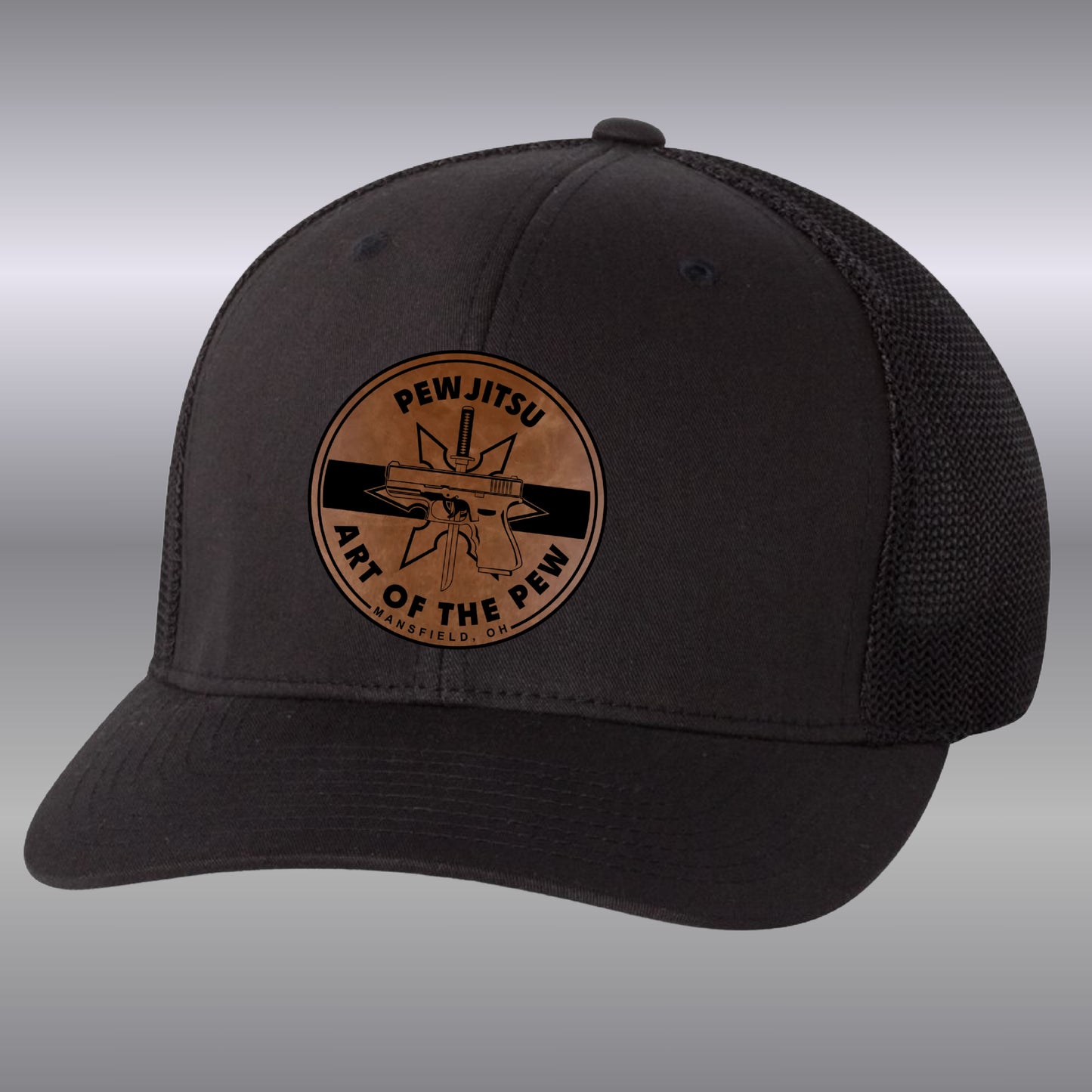Pewjitsu Laser Etched Patch hats FlexFit 110