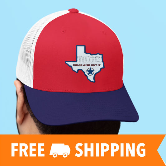 Texas Come And Cut It, Patriotic, Snapback, Richardson 112, Laser Engraved Acrylic (Red, White and Blue), Gift for him or her