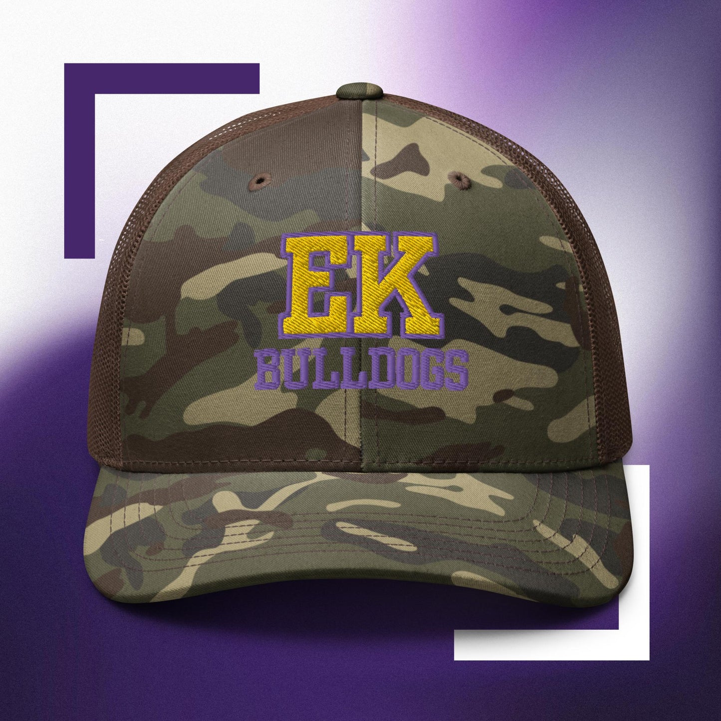 EK Bulldogs Camouflage Embroidered trucker hat