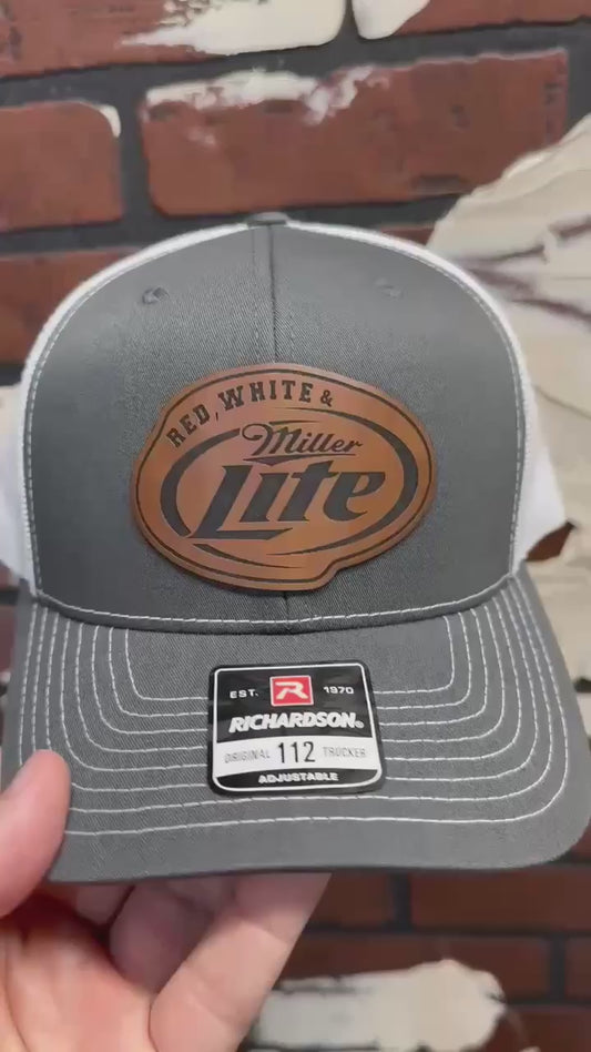 Red, White and Miller Lite Patch Hat
