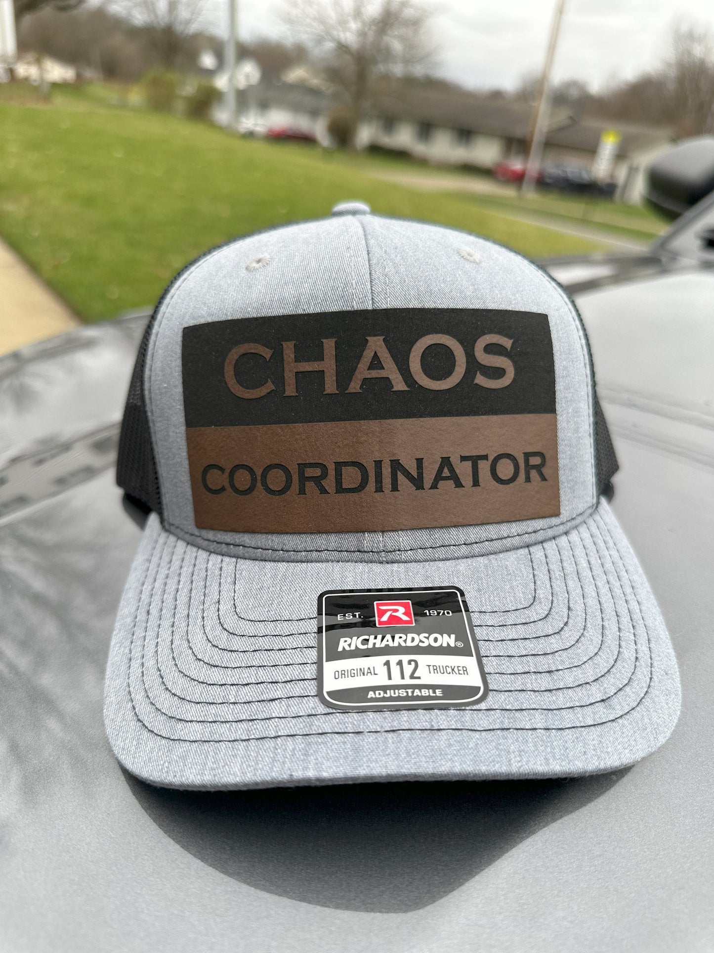 Certified CHAOS Coordinator Leatherette Patch Cap, Workin man, Chaos Coordinator, Richardson 112, Richardson Hat, Dad Hat, Ohio Dad Hat, Cap